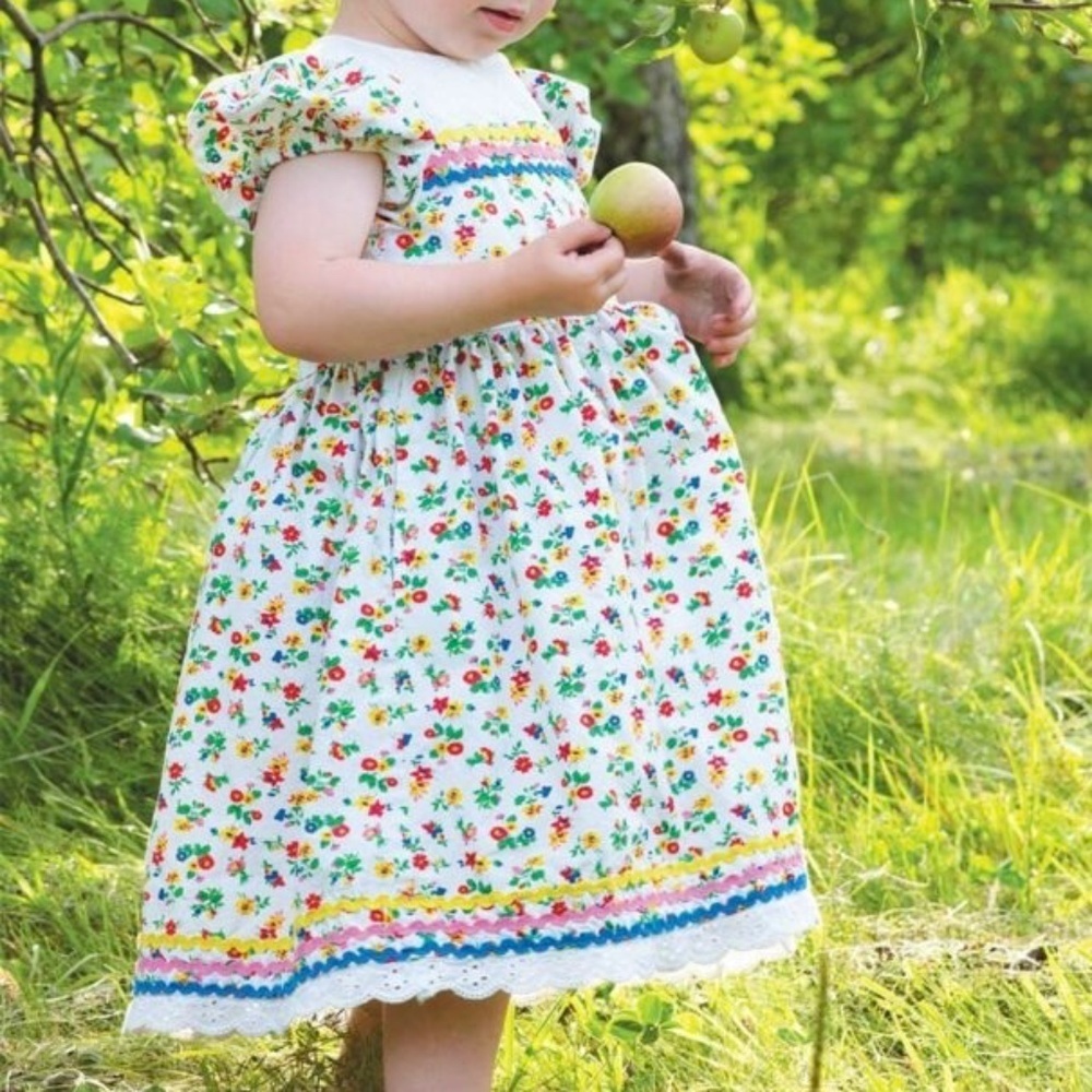 NEW - Mini Boden Ivory Floral RickRack & Eyelet Dress